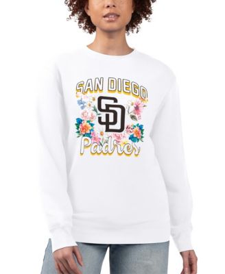 Women's White San Diego Padres Flowers Graphic Pullover Sweatshirt