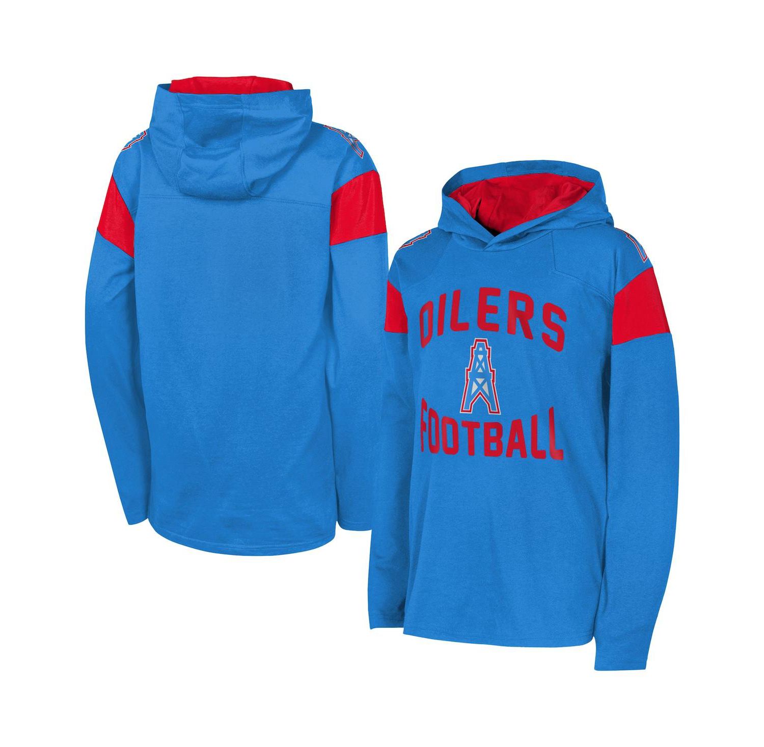 Big Boys and Girls Light Blue Houston Oilers The Champ is Here Retro Long Sleeve Hoodie T-Shirt