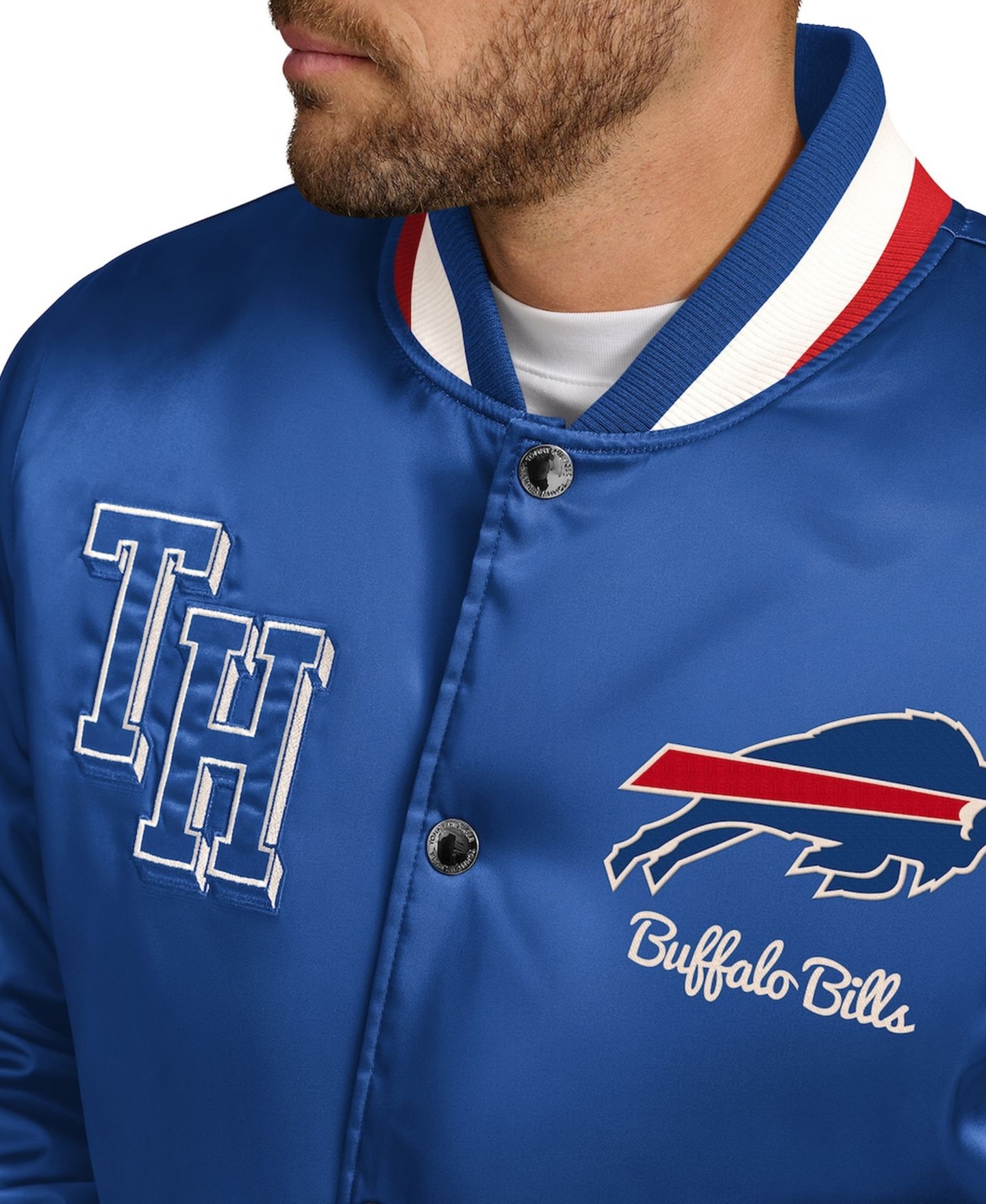 Мужская куртка Tommy Hilfiger Royal Buffalo Bills Dante Full-Snap Satin — фото 2