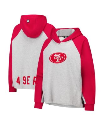 Women's Gray/Scarlet San Francisco 49ers Joy Cropped Raglan Pullover Hoodie