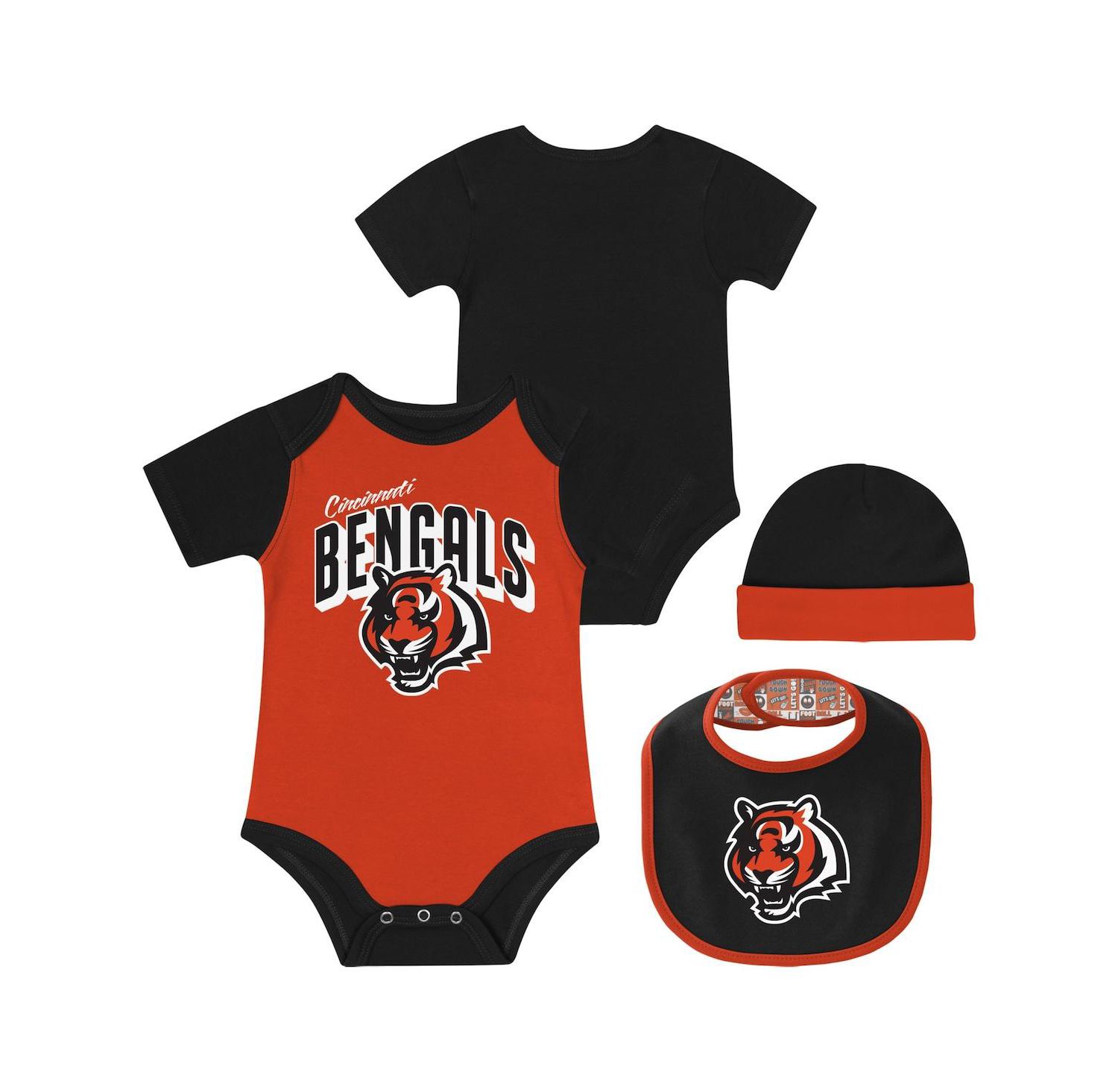 Baby Boys and Girls 2- Piece Cincinnati Bengals Dynamic Duo Bodysuit and Bib Knit Hat Set