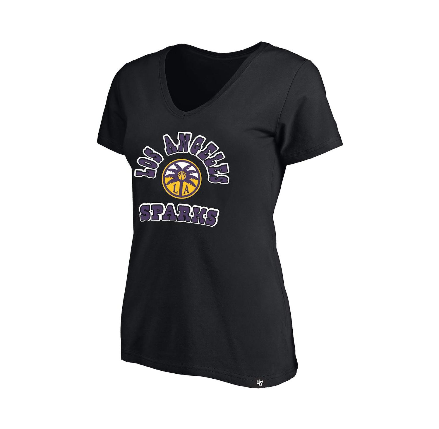 Women's x 47 Black Los Angeles Sparks Logo Lockup Plus Size V-Neck T-Shirt