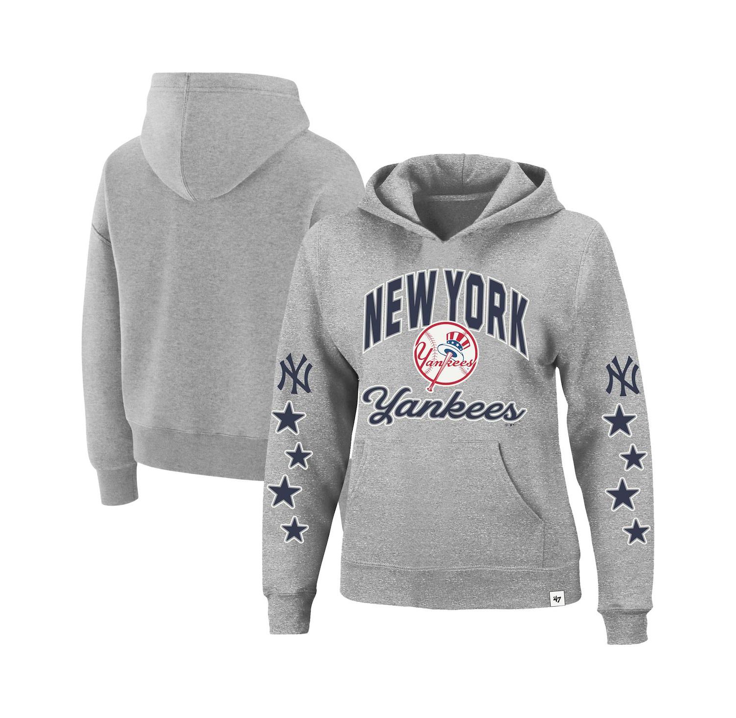 Women's Heather Gray New York Yankees Plus Size Starry Eye Hoodie