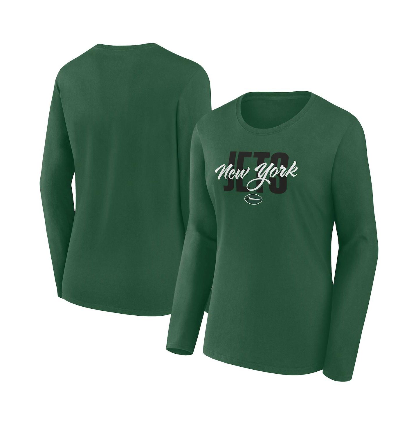 Женская футболка Fanatics Green New York Jets Long Sleeve Scoop Neck — фото 1