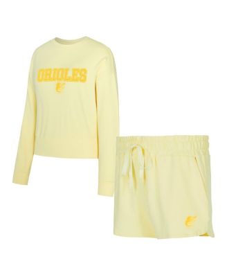 Women's&nbsp; Yellow Baltimore Orioles Elevation Tri-Blend Long Sleeve Top and Shorts Set