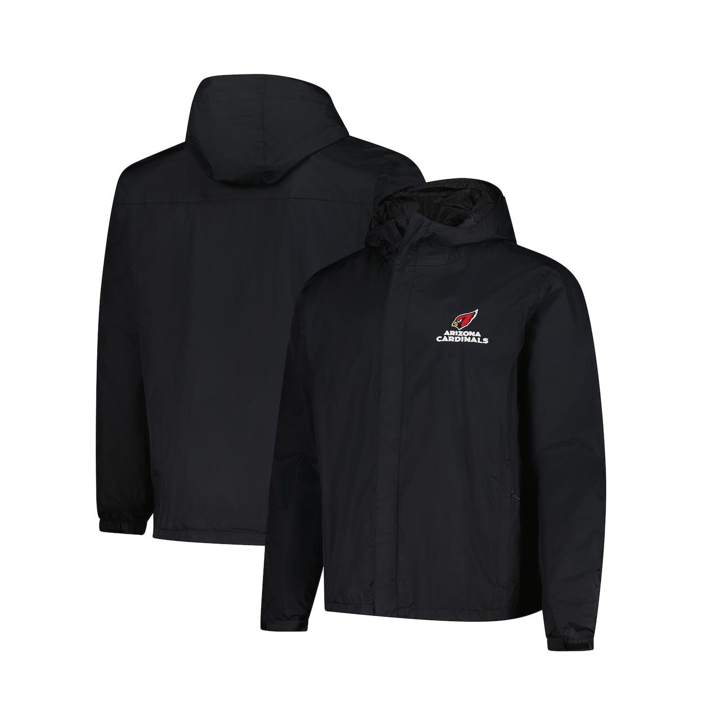 Мужская куртка Dunbrooke Black Arizona Cardinals Tropic Waterproof Packable Full-Zip Hoodie Jacket — фото 1