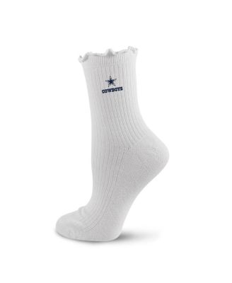 Women's White Dallas Cowboys Logo Lettuce Hem Quarter Socks