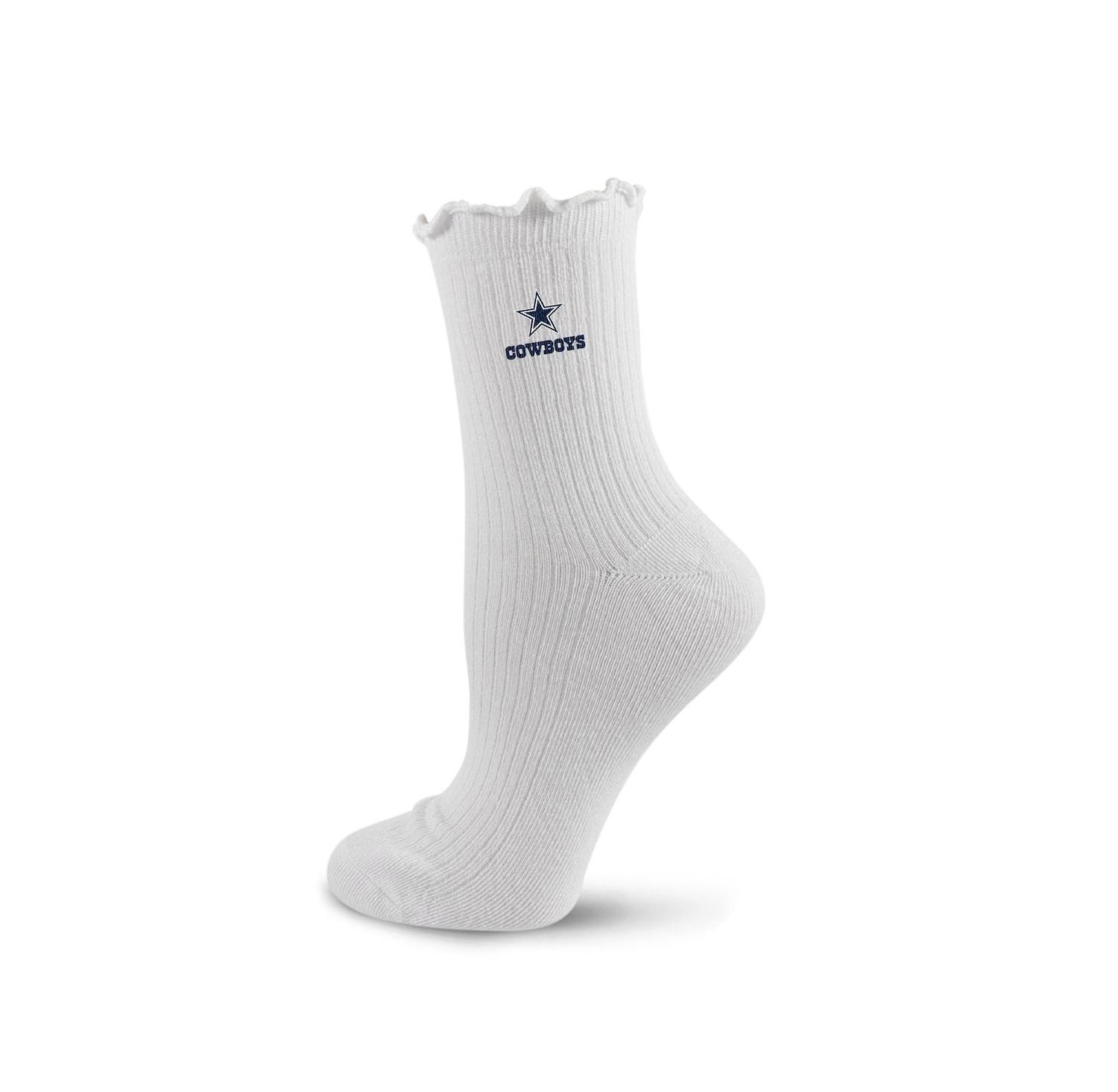 Women's White Dallas Cowboys Logo Lettuce Hem Quarter Socks