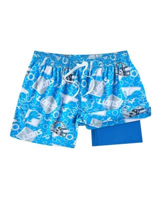 Men's Blue Detroit Lions Game Day Fit Classic Lined Swim Trunks