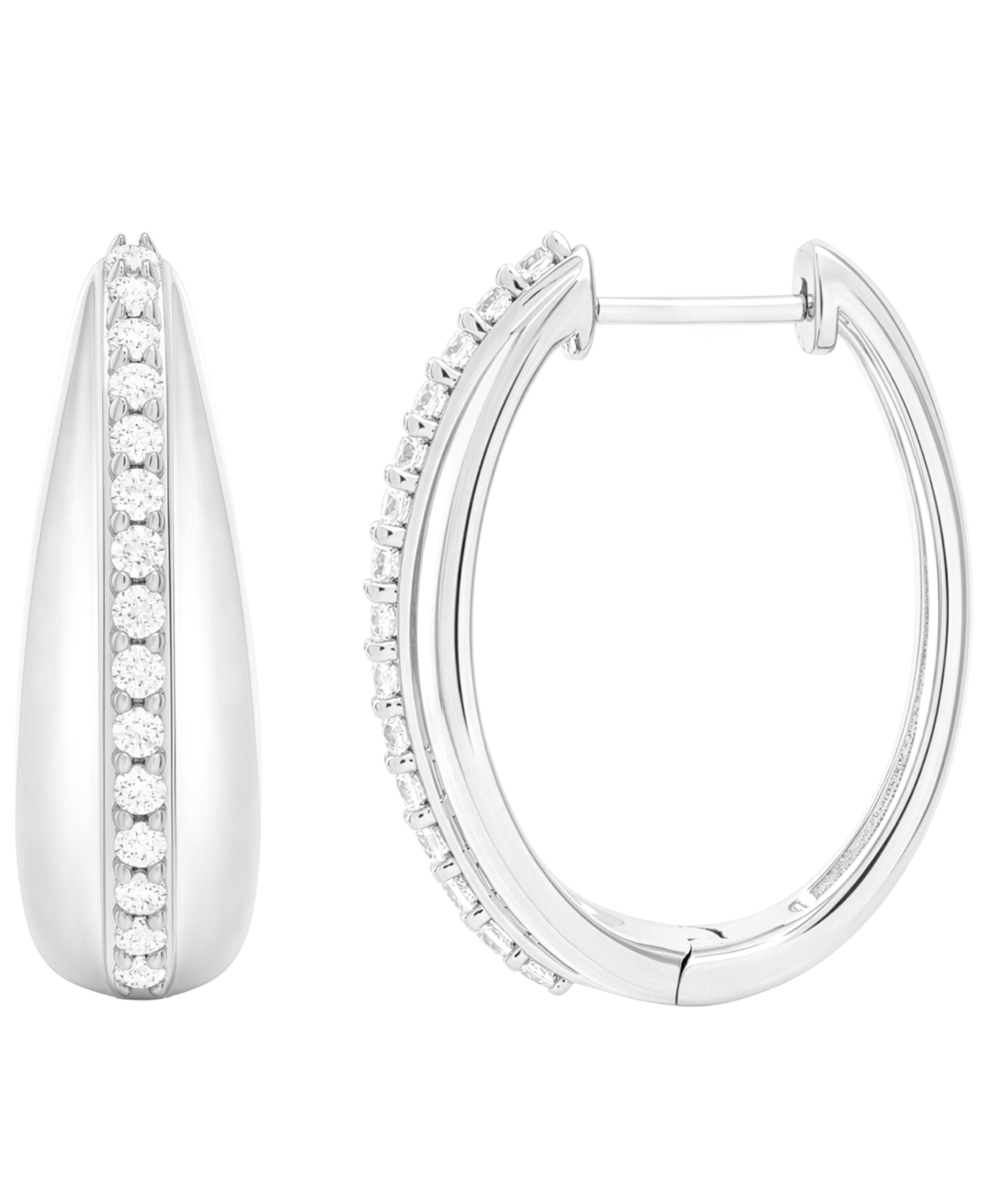 Macy's Diamond (1/2 ct. t.w.) Hoop Earrings in Sterling Silver