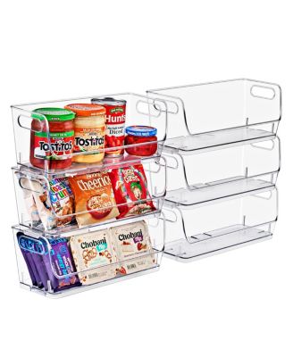 Small Narrow 6 Pack Clear Stackable Storage Containers for Kitchen, Pantry,Cabinet Organization
