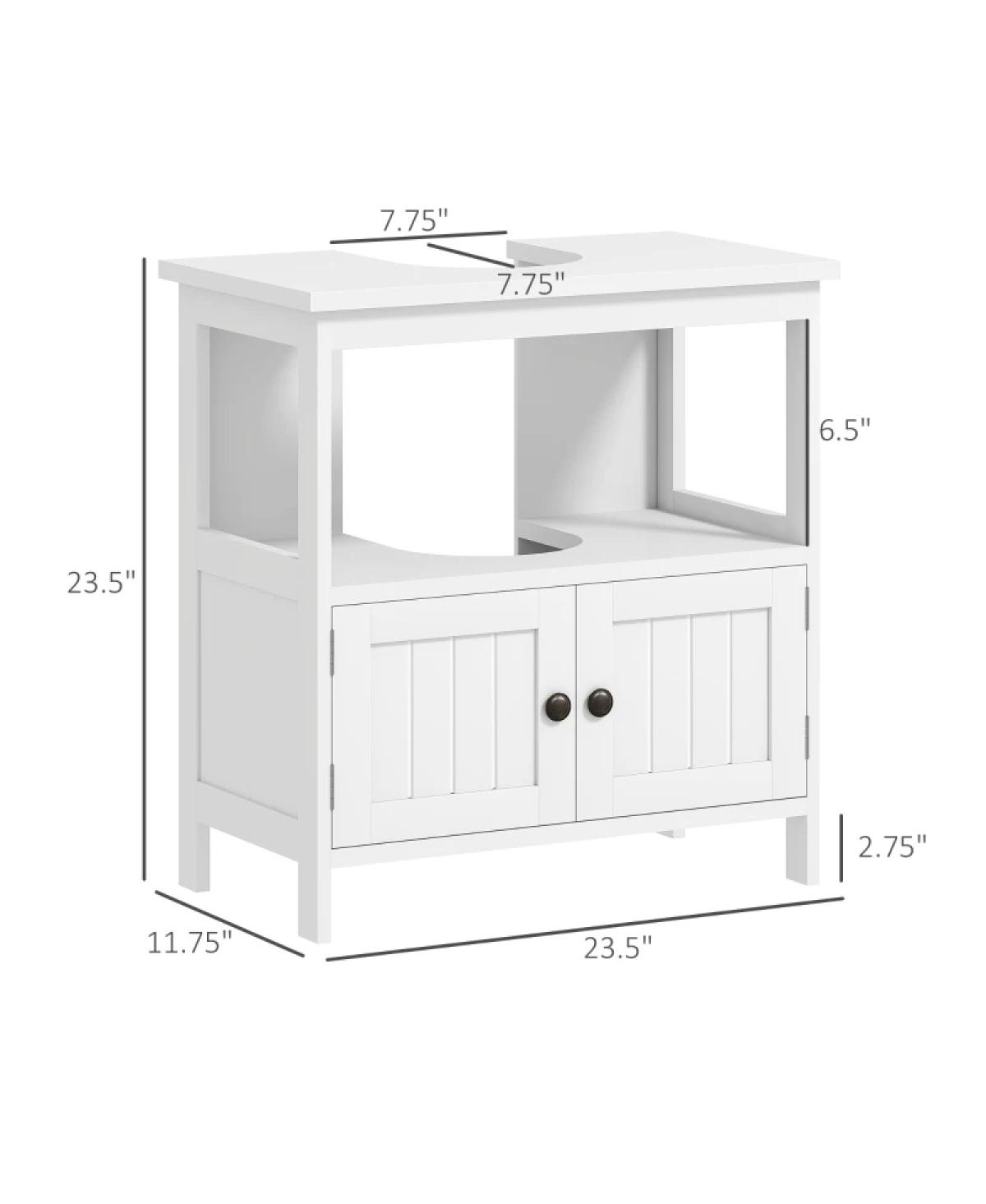 Sillysis 23.5 Inch Farmhouse Under Sink Bathroom Storage Cabinet with Door and Open Shelf, Space Saving Engineered Wood Organizer