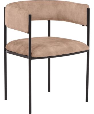 Cyril Modern Leather Dining Chair - Upholstered Padded Seat, Open Back, Powder-Coated Iron Frame