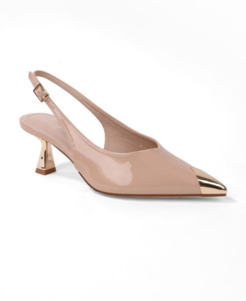 Женские туфли BERNESS Patent Heels and Toe Cap Slingback Pumps, цвет: Бежевый