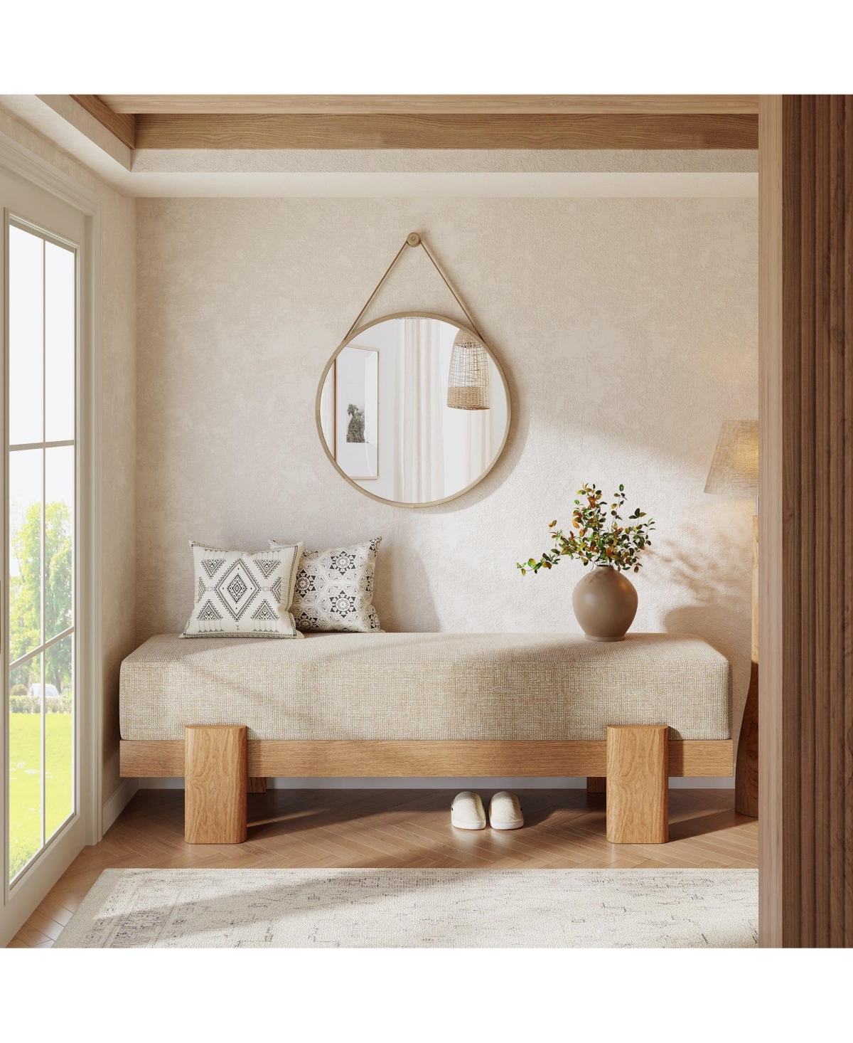 Slickblue Upholstered Entryway Bench with Mdf Frame