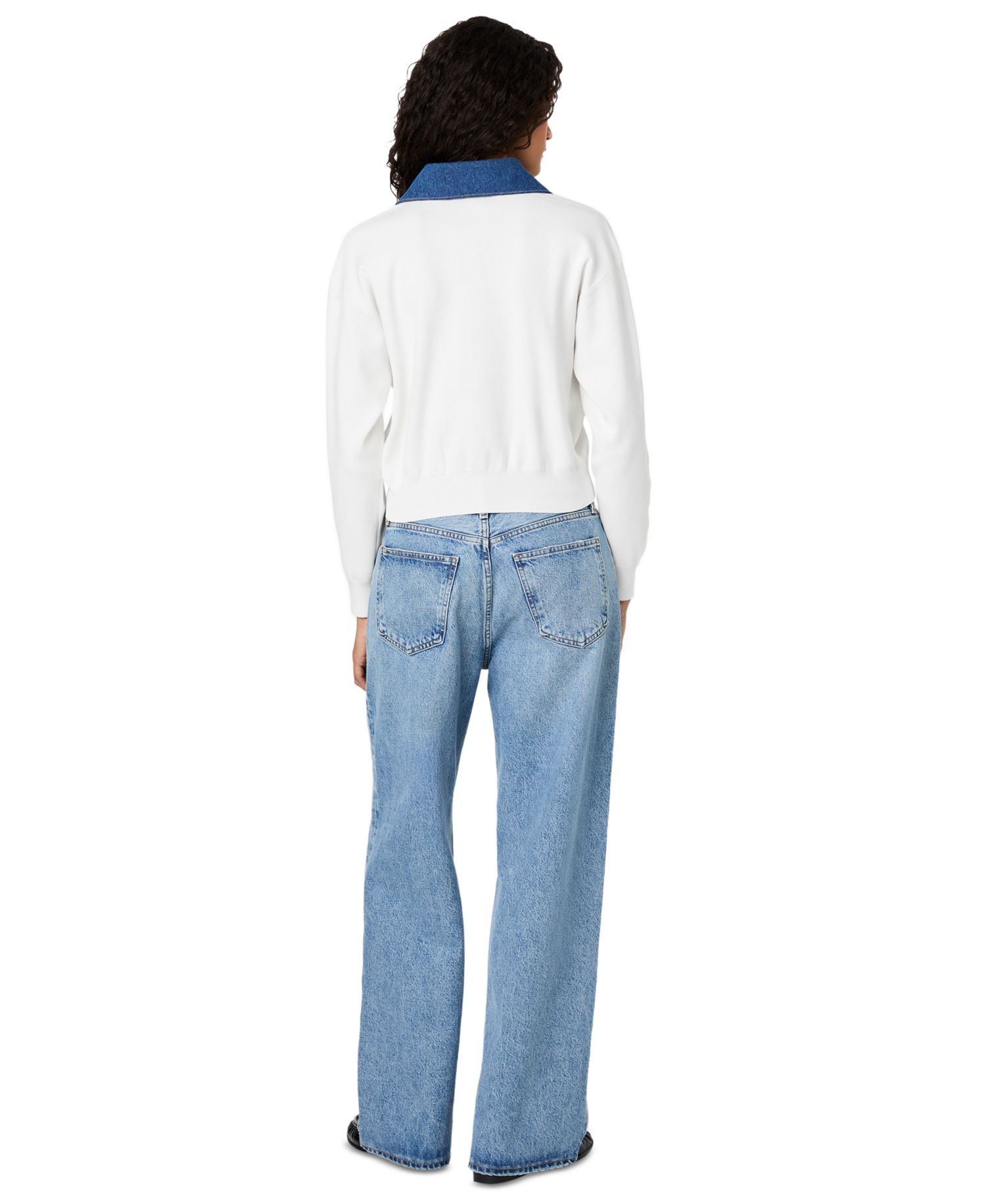 Women's Denim Knit Collared Sweater