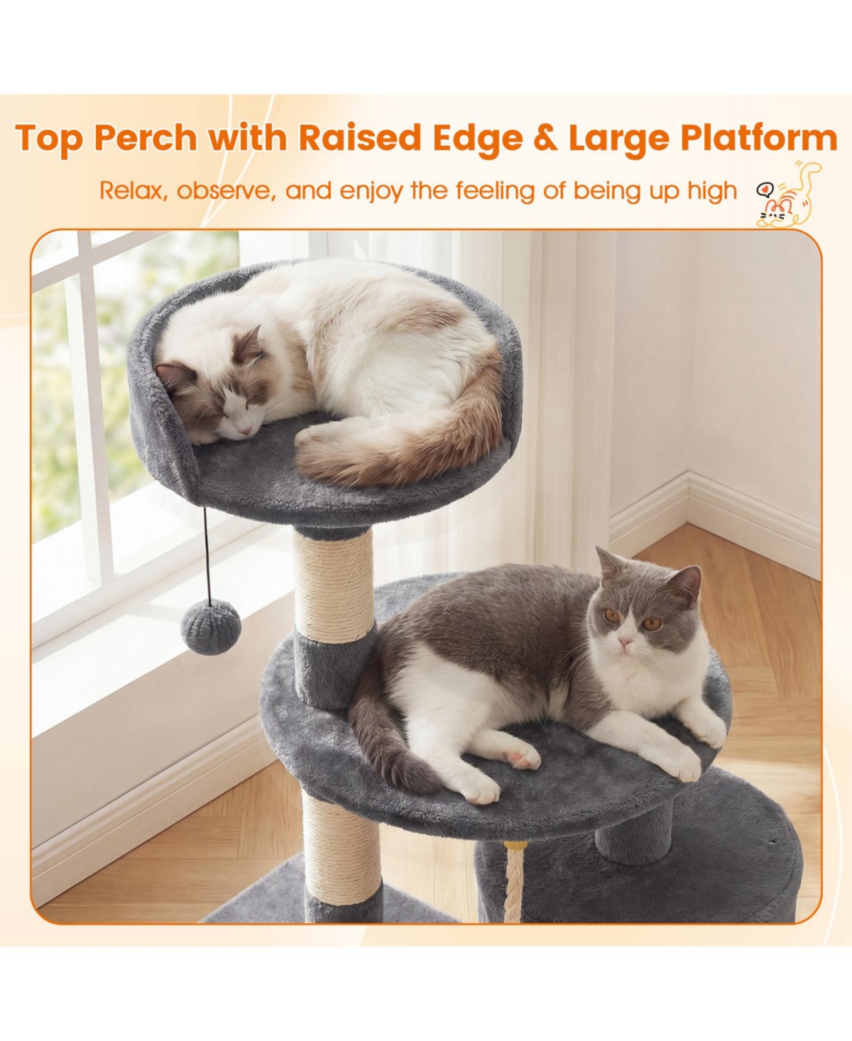 Cozito 36 inch Tall Kitten Tower with Condo and Plush Perch