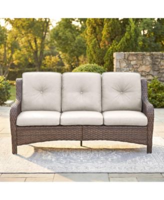 Outdoor Patio Sofa Wicker 3 Seater Sofa, Rattan Couch with Deep Seat and Olefin Cushions, High Backrest