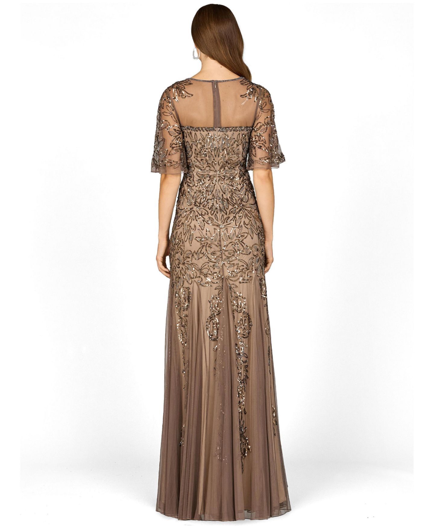 Женские платья Lara Short Sleeve Sheath Beaded Gown, цвет: Бронзовый — фото 2