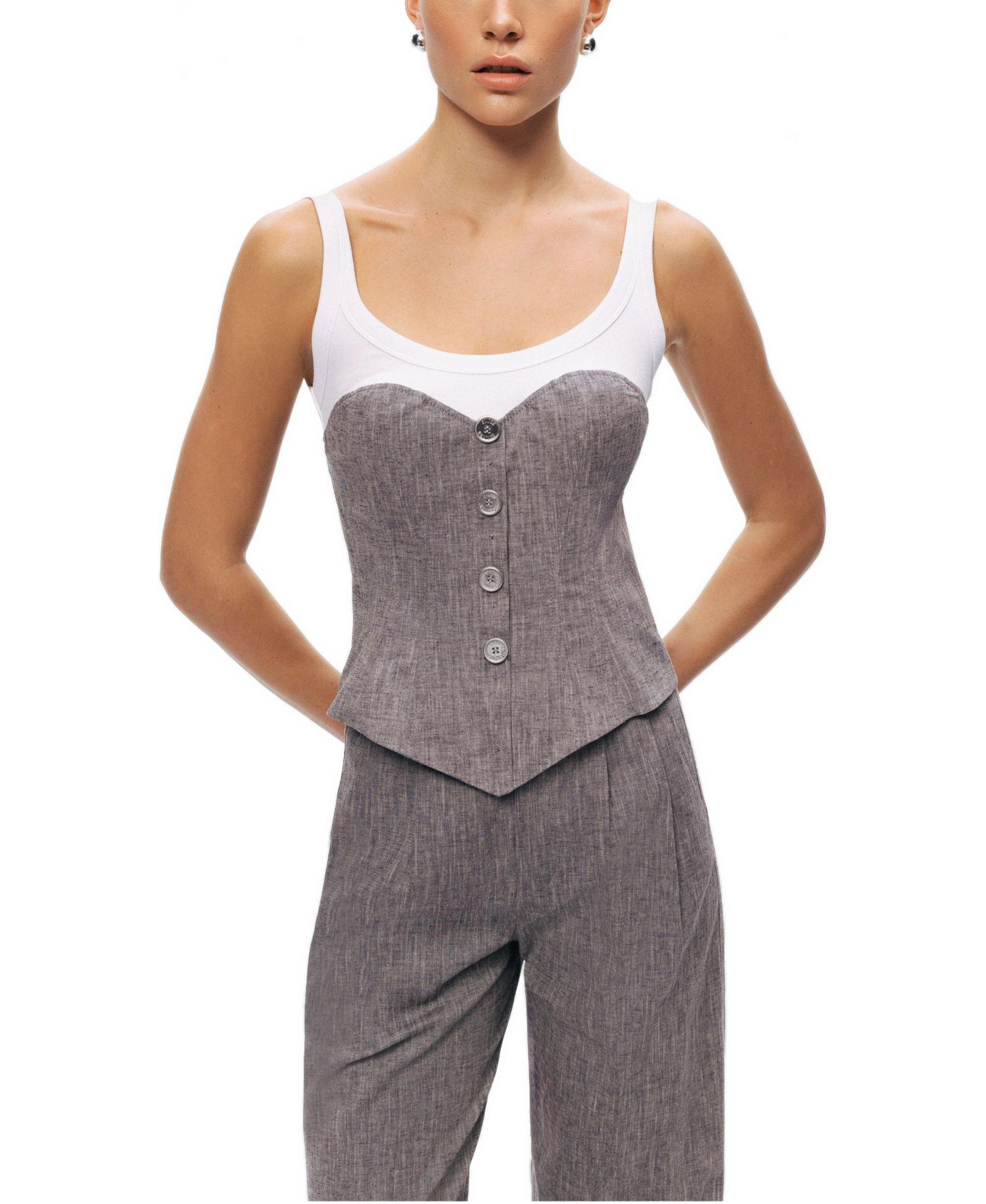 Women's Button-Front Tailored Blouse