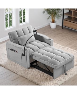 Convertible Sleeper Chair Sofa Bed Adjustable Pull Out Sleeper Chair Bed Multi-Pockets Folding Sofa Bed,3-in-1 Sofa