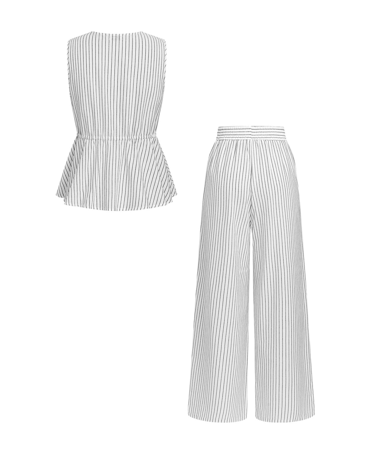 Cupshe Women's Striped Sleeveless Peplum Top and Wide-Leg Pants Matching Set