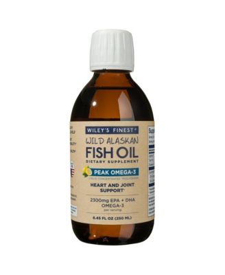 Wiley s Finest Wild Alaskan Fish Oil Peak Omega-3 Liquid Supplement - 2300mg EPA and DHA Omega-3s - Lemon Flavor - 8.45 FL Oz (50 Servings)