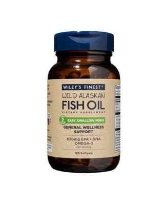 Wild Alaskan Fish Oil Minis - 630mg EPA and DHA Omega-3 for Adults and Kids - 120 Mini Softgels (60 Servings)