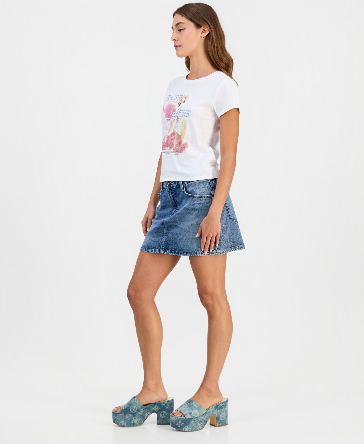 Женская юбка GUESS Faith Stretch Denim Mini, цвет: Easy Breathe — фото 3