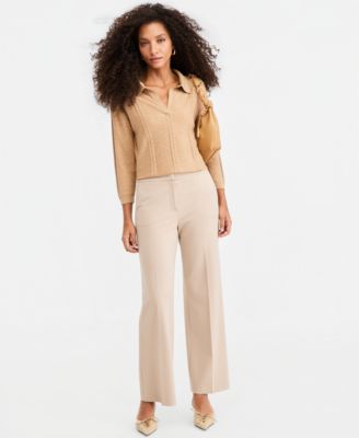 Women's Wide-Leg High-Waisted Stretch Pants