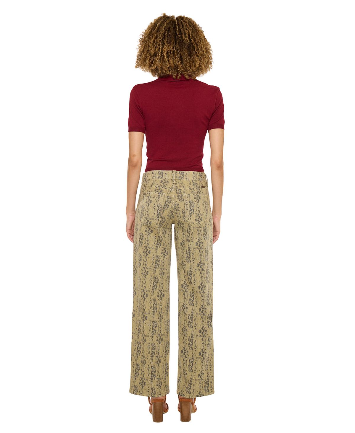 KanCan Women's Snakeskin Print Mid Rise Slim Wide-Leg Jeans view 7 — MAYCSS fashion products