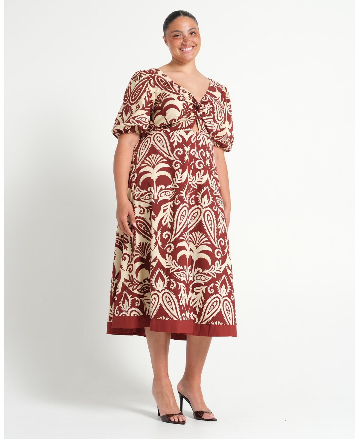 Estelle Women's Aurela Cotton Print Twist Midi Dress