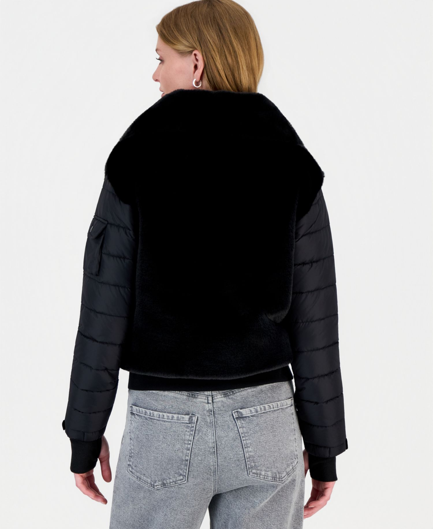 Women's Carrie Faux-Fur Puffer Mixed-Media Coat