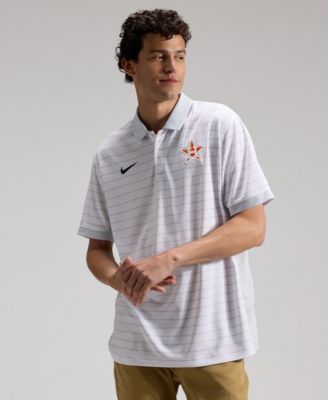 Men's White Houston Astros Authentic Collection Striped Victory Dri-FIT Polo Shirt