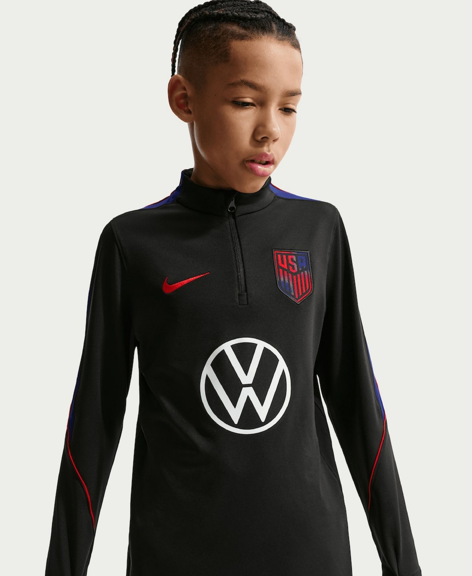 Big Boys and Girls Black USMNT 2026 Strike Dri-FIT Long Sleeve Quarter-Zip Drill Top
