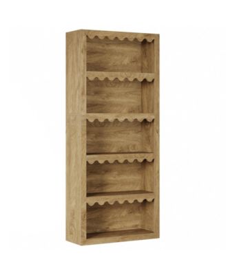 5-Tier Modern Bookcase with Decorative Scalloped Shelves for Living Room