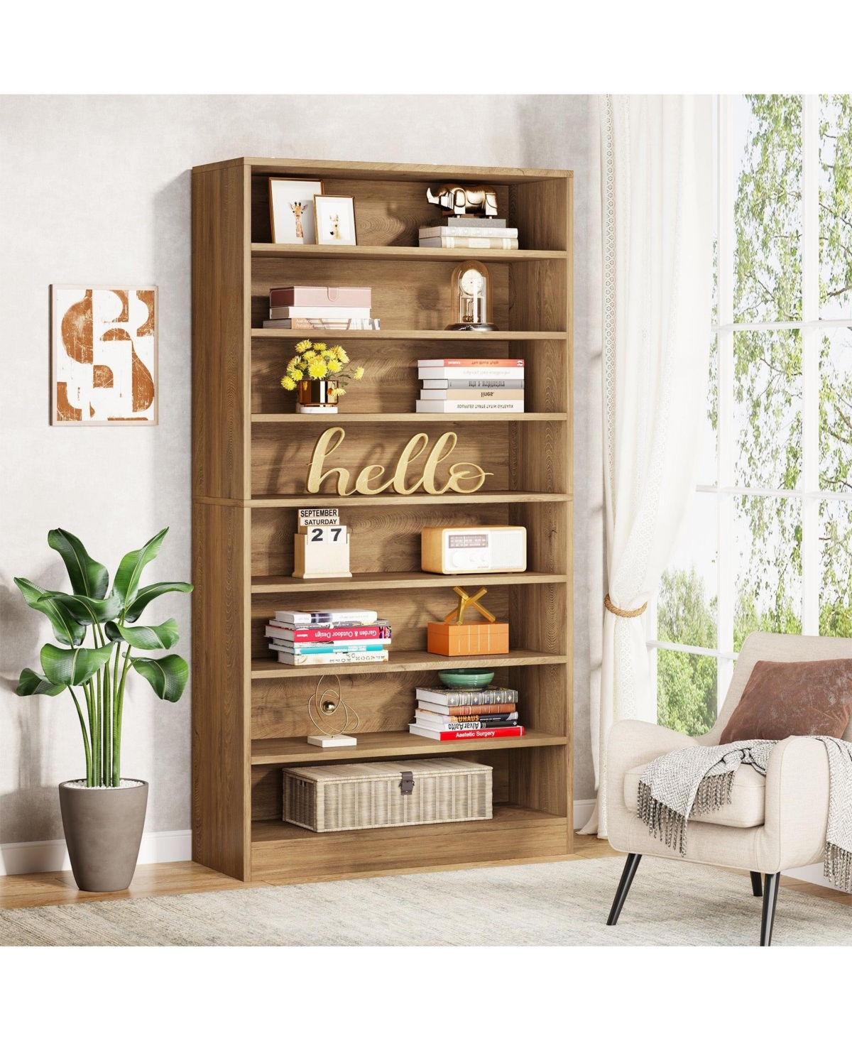 Slickblue Freestanding 9-Tier Bookshelf Organizer for Home or Office Display