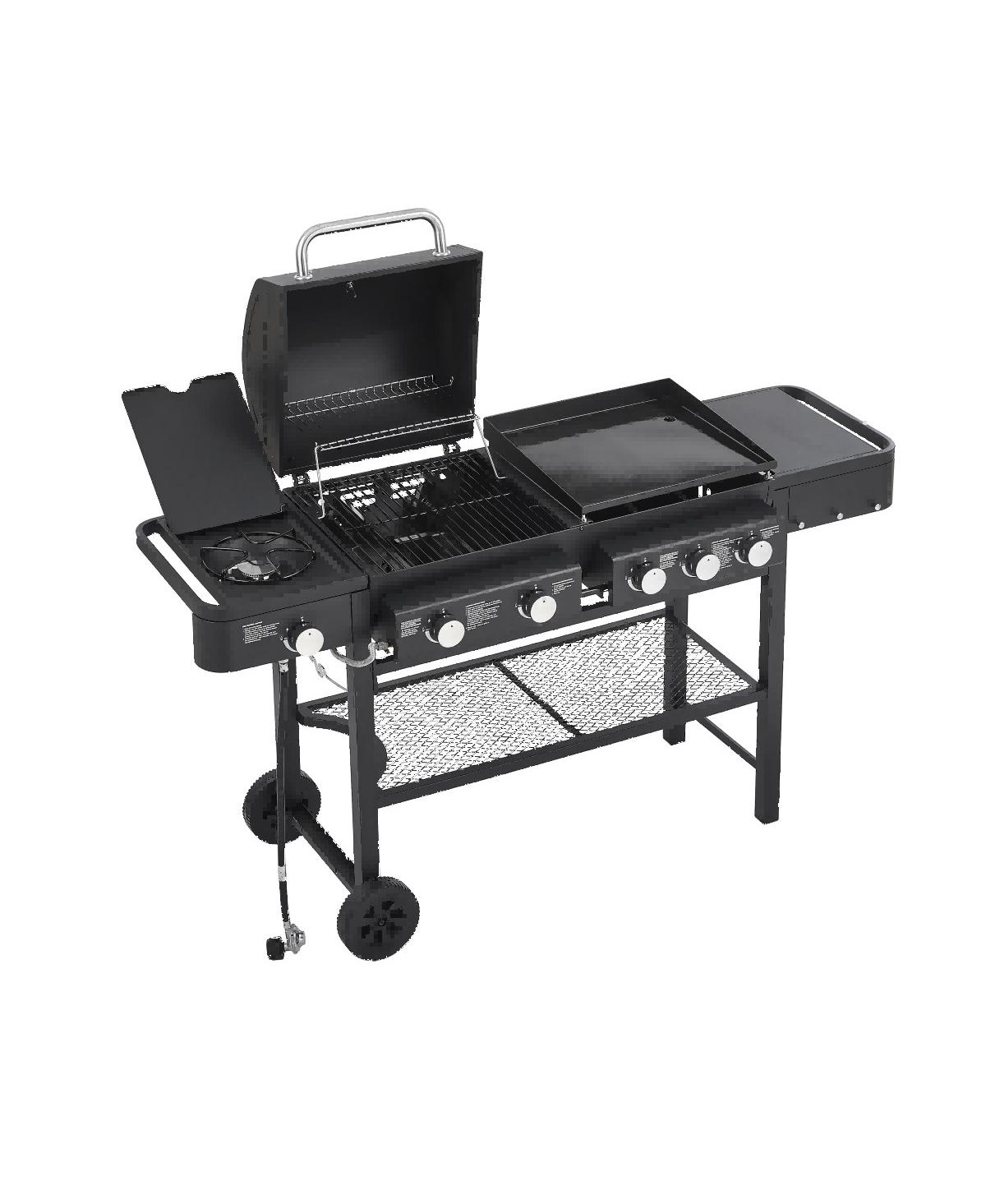 Asagikoiai 5 Burner Propane Gas Grill and Griddle Combo, 56,000 Btu Outdoor Bbq with Side Burner
