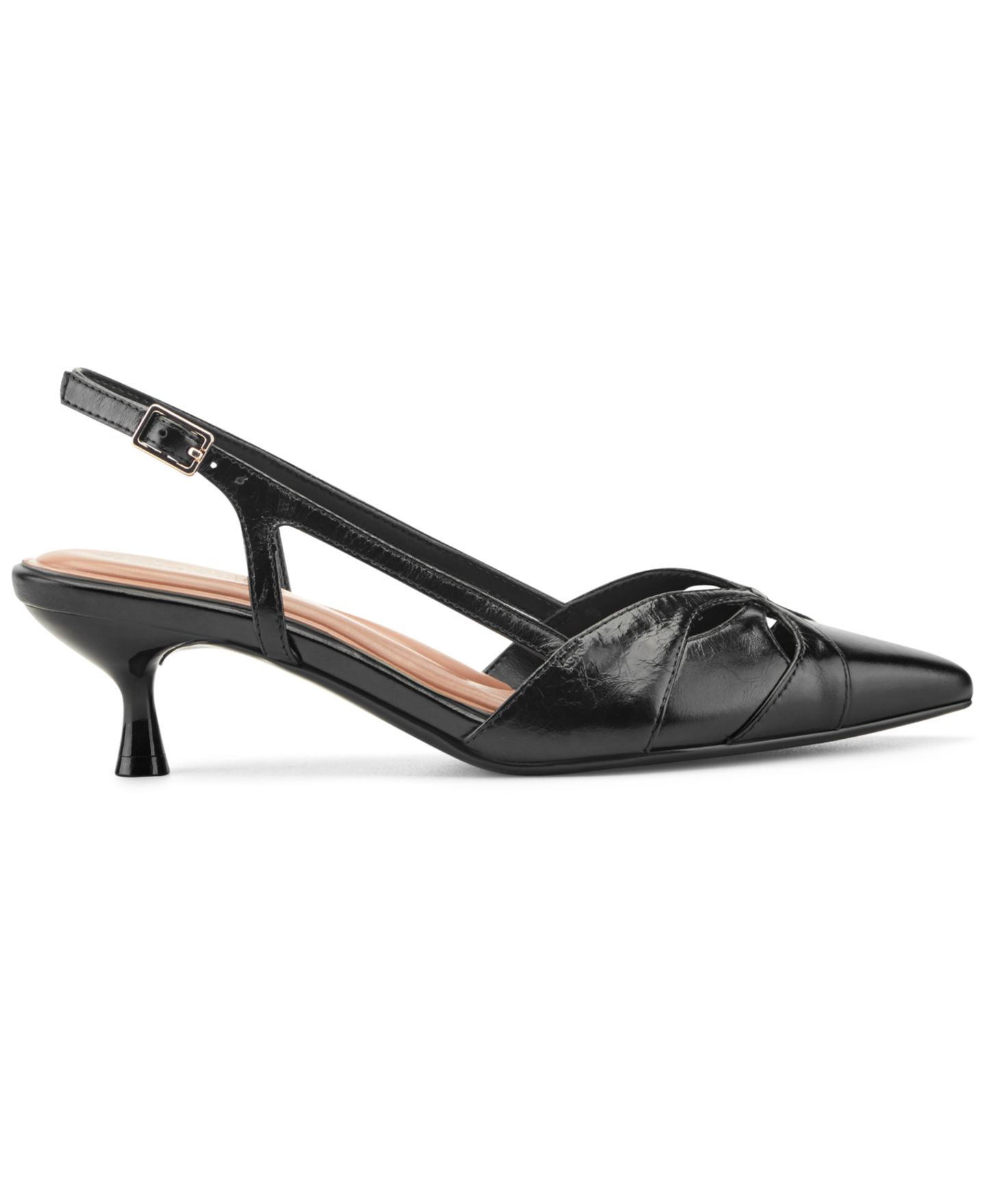 Женские туфли Easy Spirit Kaisley eFlex Cutout Leather Slingback Kitten Heel Pumps, цвет: Чёрный кожаный — фото 2