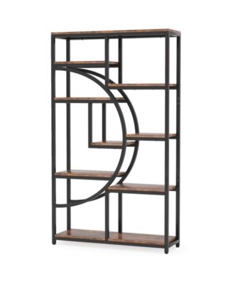 Modern Etagere Bookshelf with 9 Open Shelves for Books and Decor