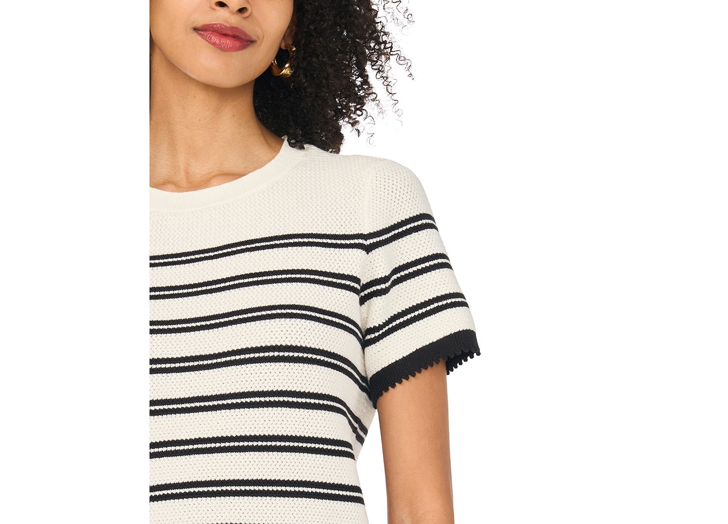 Women's Cotton Striped Crewneck Sweater