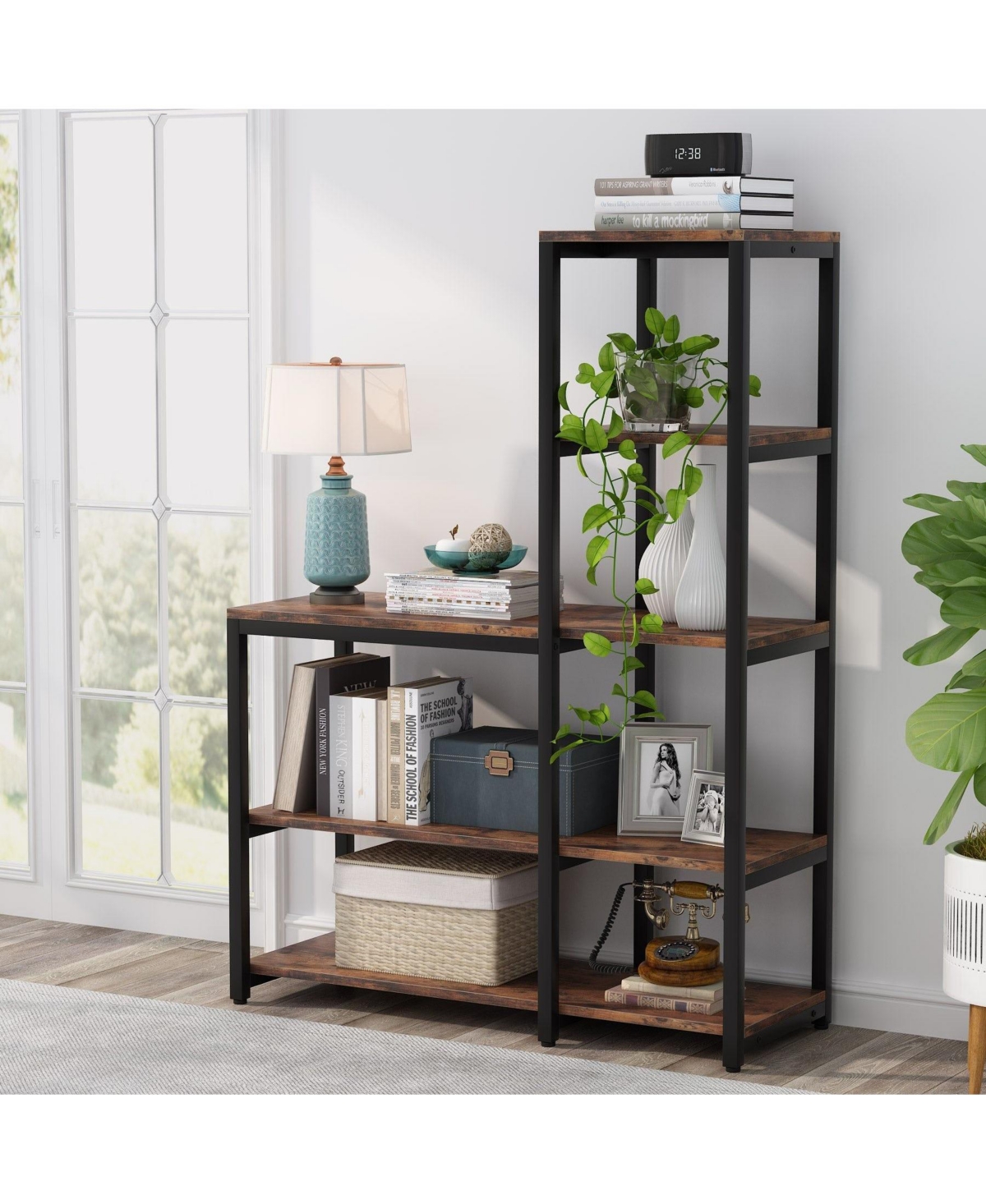 Slickblue Ladder Style 5 Shelf Bookshelf for Storage and Display Use