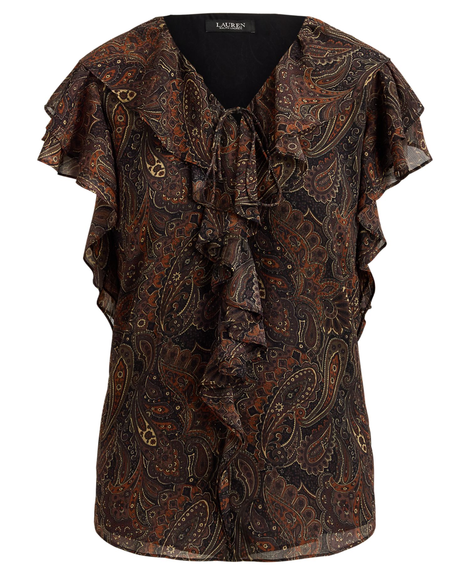 Petite Paisley Ruffle-Trim Georgette Blouse