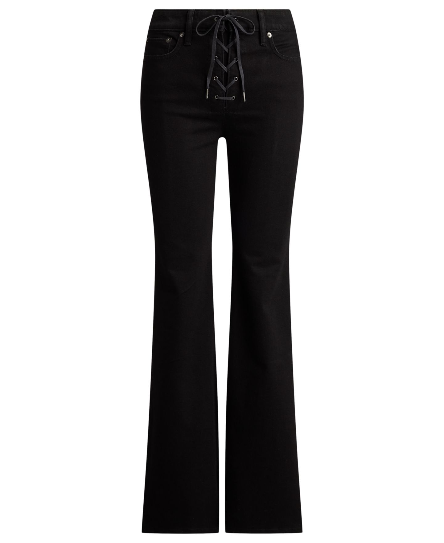 Женские джинсы Lauren Ralph Lauren Petite Lace-Up High-Rise Flare, цвет: Чёрный варёный — фото 6