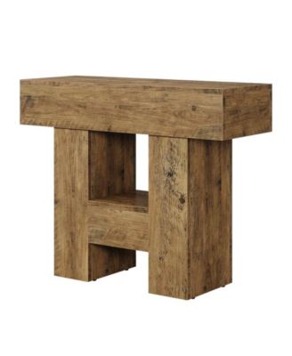 31.5 Inch Farmhouse End Table with 2 Tier Storage Shelf