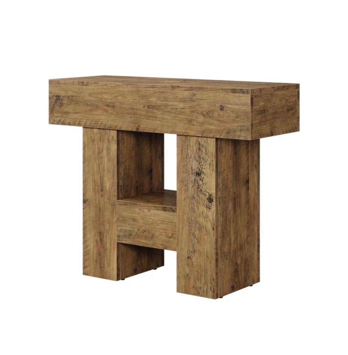 Slickblue 31.5 Inch Farmhouse End Table with 2 Tier Storage Shelf
