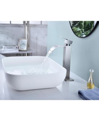 Waterfall Spout Bathroom Sink Single Handle Faucet with Pop-Up Drain