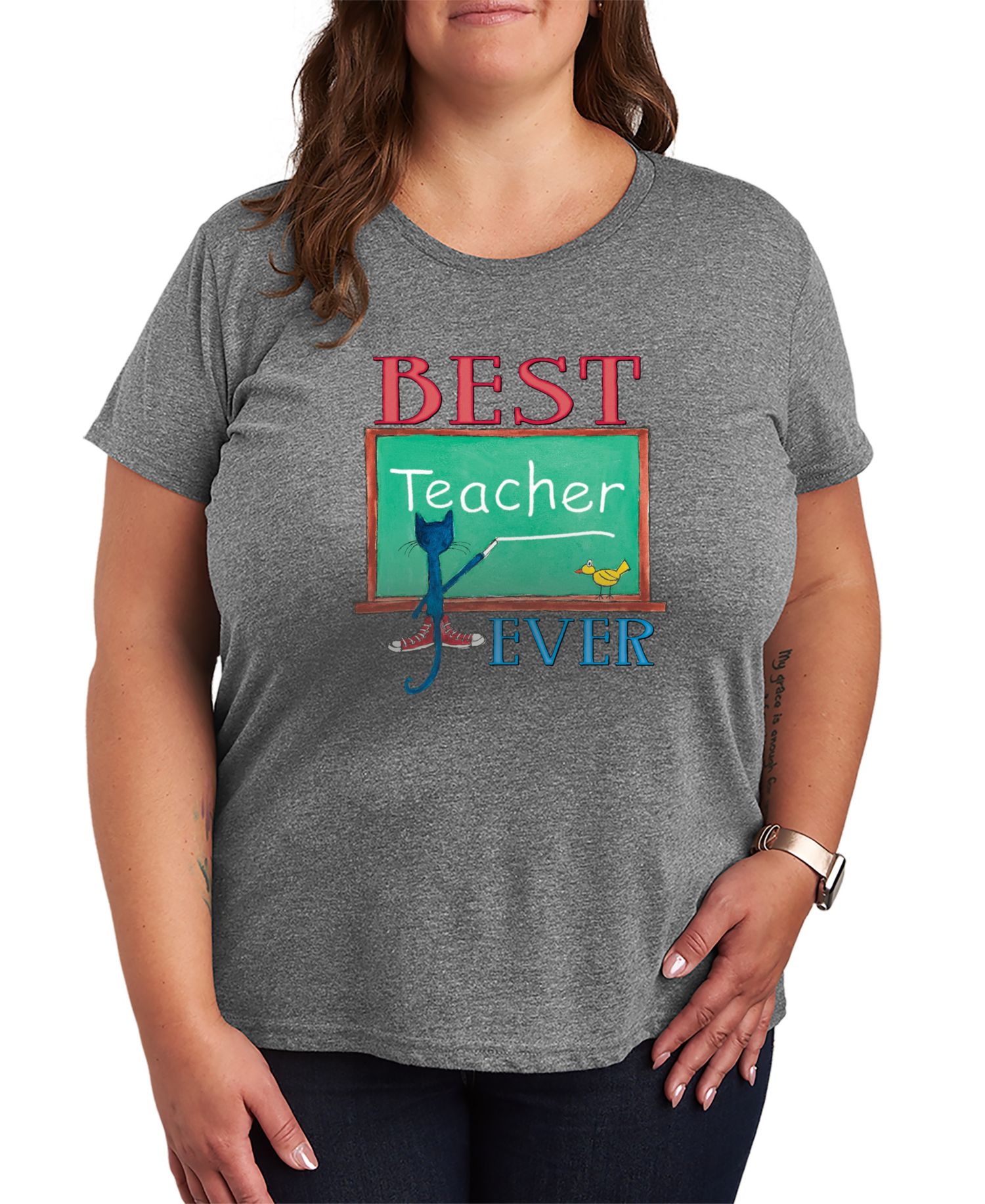 Plus Size Pete the Cat Best Teacher Graphic T-Shirt