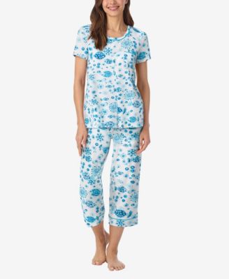Women's Short-Sleeve Top and Cropped Pajama Pants, 2-Piece Set