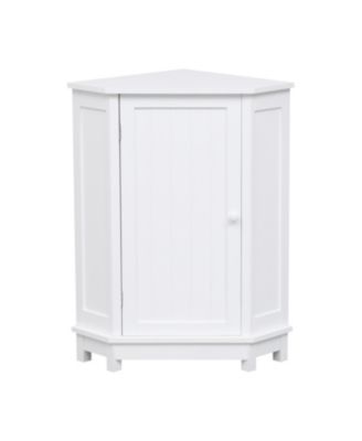 Bathroom Cabinet Triangle Corner Storage Cabinet with Adjustable Shelf Modern Style MDF Board